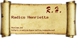 Radics Henrietta névjegykártya