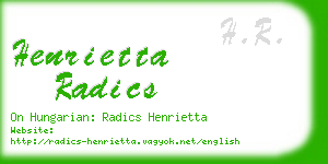 henrietta radics business card